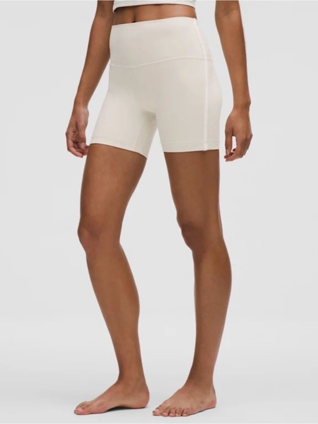 Lululemon Athletica High-Rise Bike Shorts With Side Stripe In Bone | Size 8